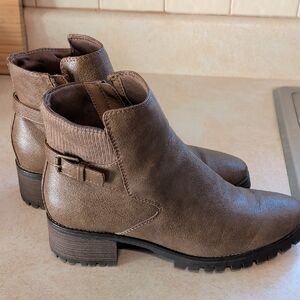 BareTraps Taupe Ankle Booties with Buckle Detail